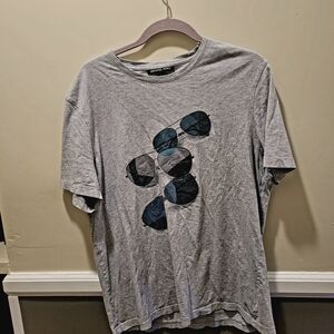 Michael Kors Gray T-Shirt with Sunglasses Print Mens Size Large 100%cotton